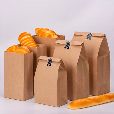 27X15X9 32X18X11см Коричневые пакеты из крафт-бумаги Пакет для выпечки печенья и хлеба Подарочные пакеты Упаковка для еды на вынос Экологичная сумка оптом